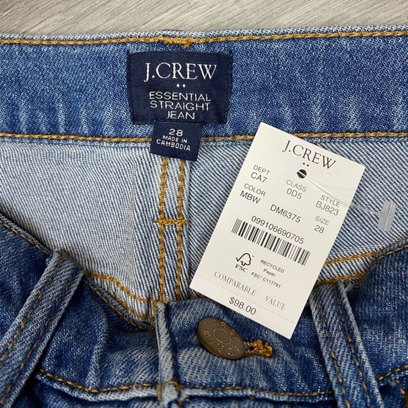 NWT J. Crew Essential Straight Leg All-Day Stretch Jeans - Picture 5 of 8